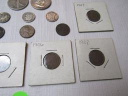 Mixed old coins - Walking Liberty - 1951 Franklin half - 2 Mercury dimes -