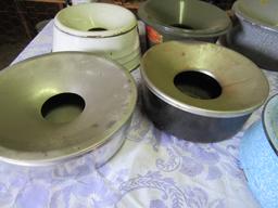 vintage spittoons (8) porcelainware, (1) nickle, (1) brass