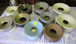 vintage spittoons (8) porcelainware, (1) nickle, (1) brass