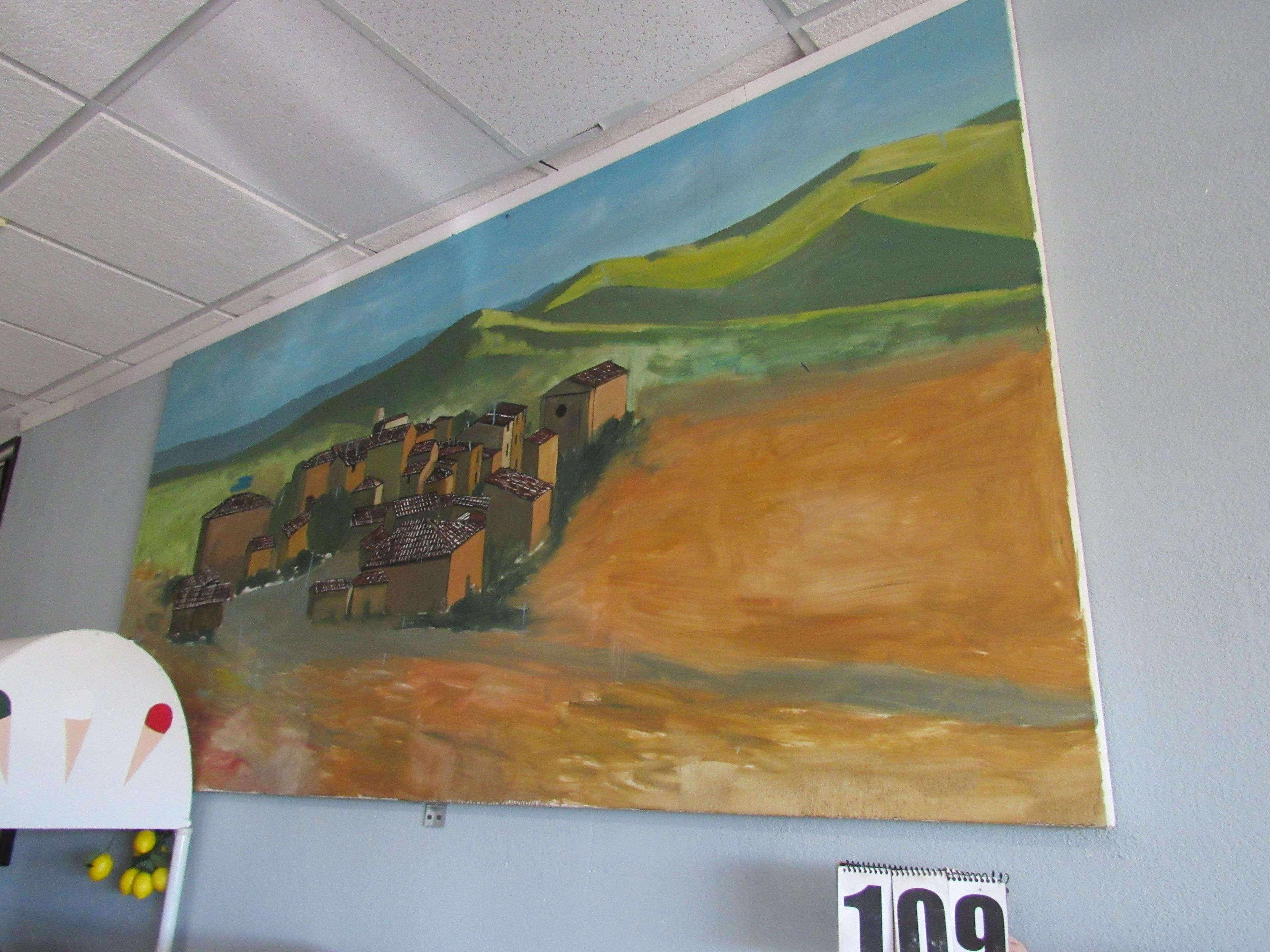 oil on canvas Italian village scene 48" x 96"