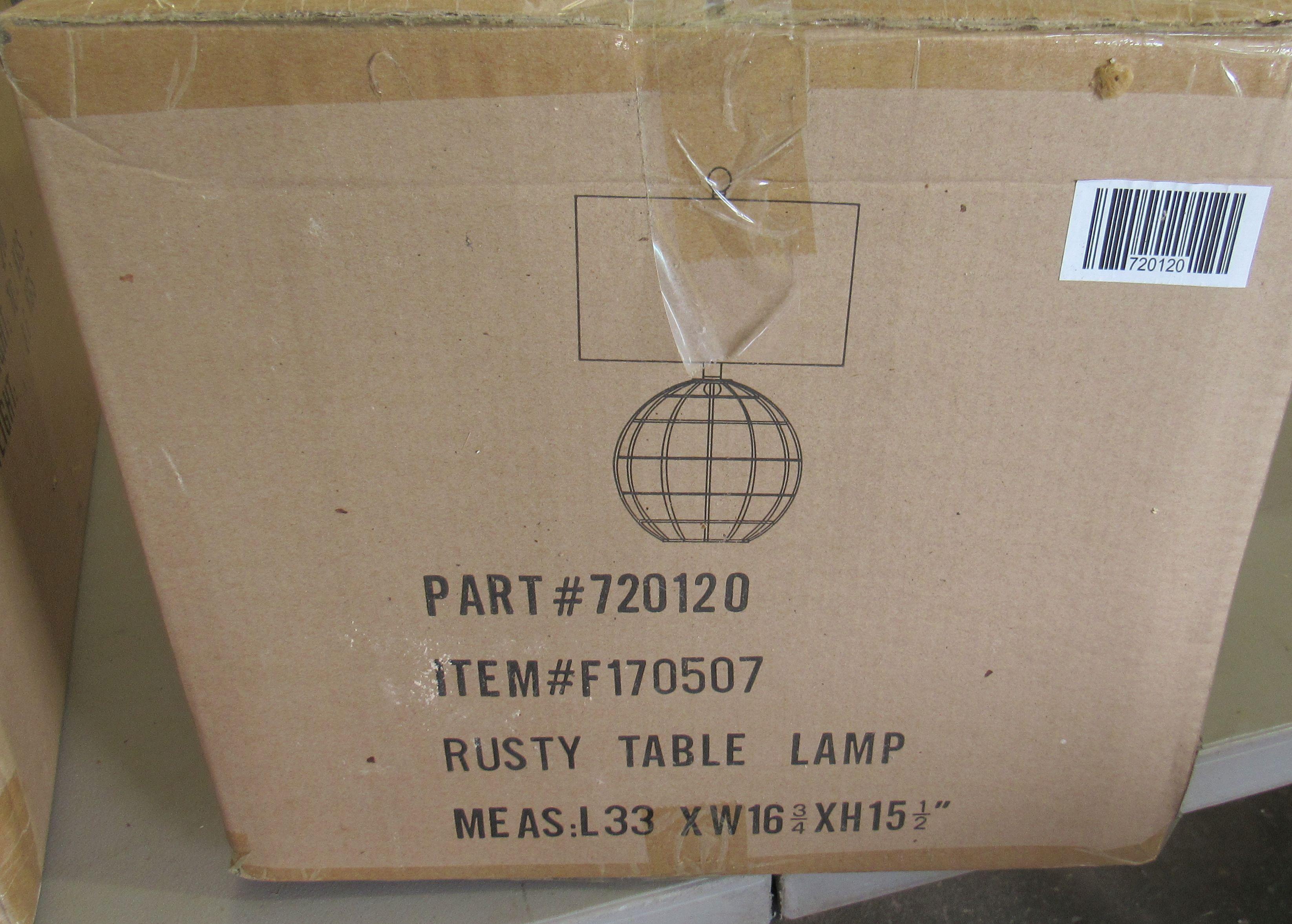 new 4 light wall sconce, (2) table lamps, (1) floor lamp in original packaging