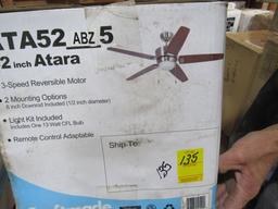 Craftmade Atara 52" Fan, 3-speed reversible, # ATA52ABZ5