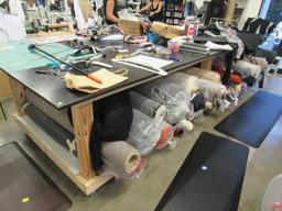 Cutting Table 12 foot by 5 Foot with  locking casters with Under table made of wood
