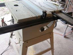 Ryobi 10" table saw system set up for mounting router (not included)  (tests good)