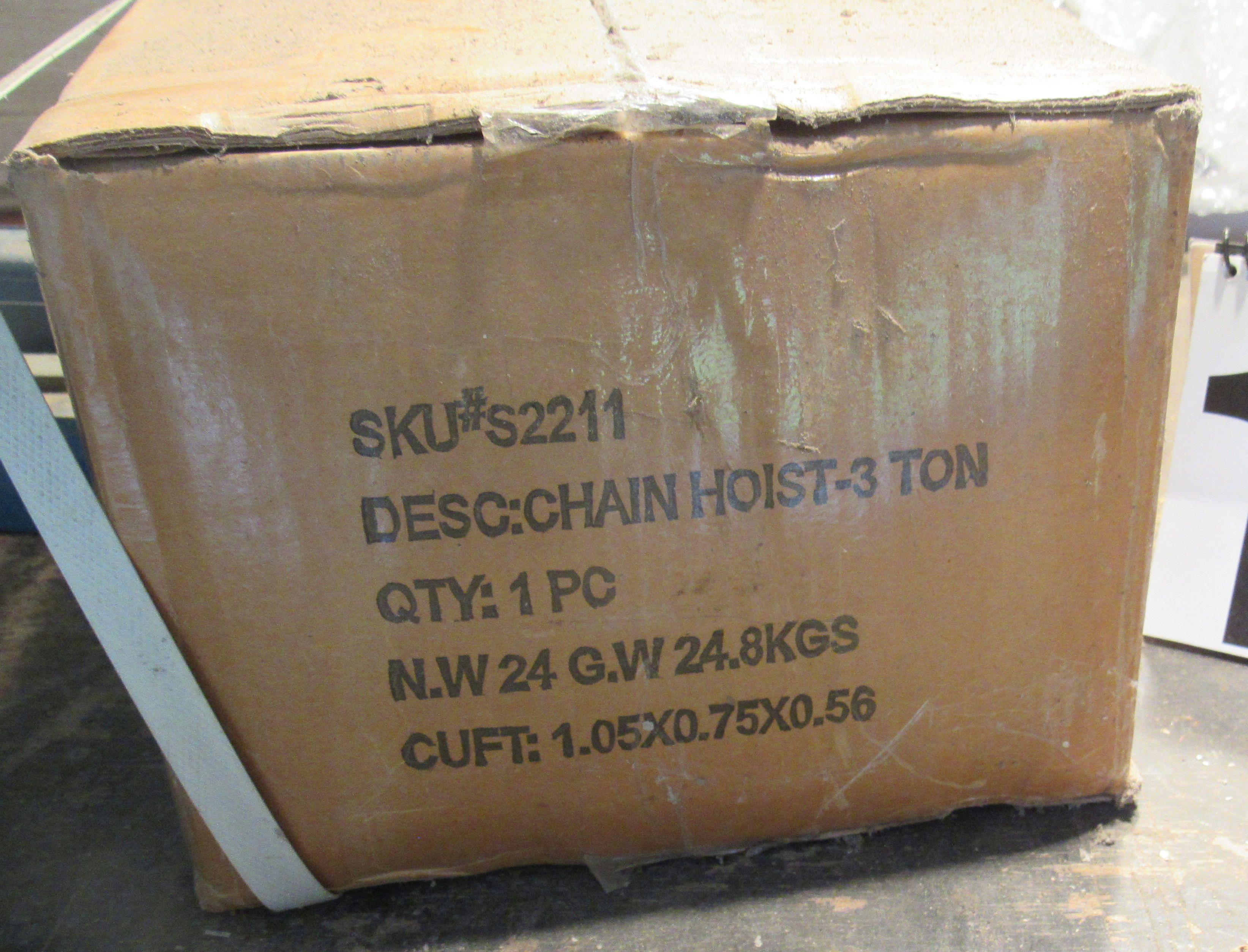 3 ton chain hoist new in box