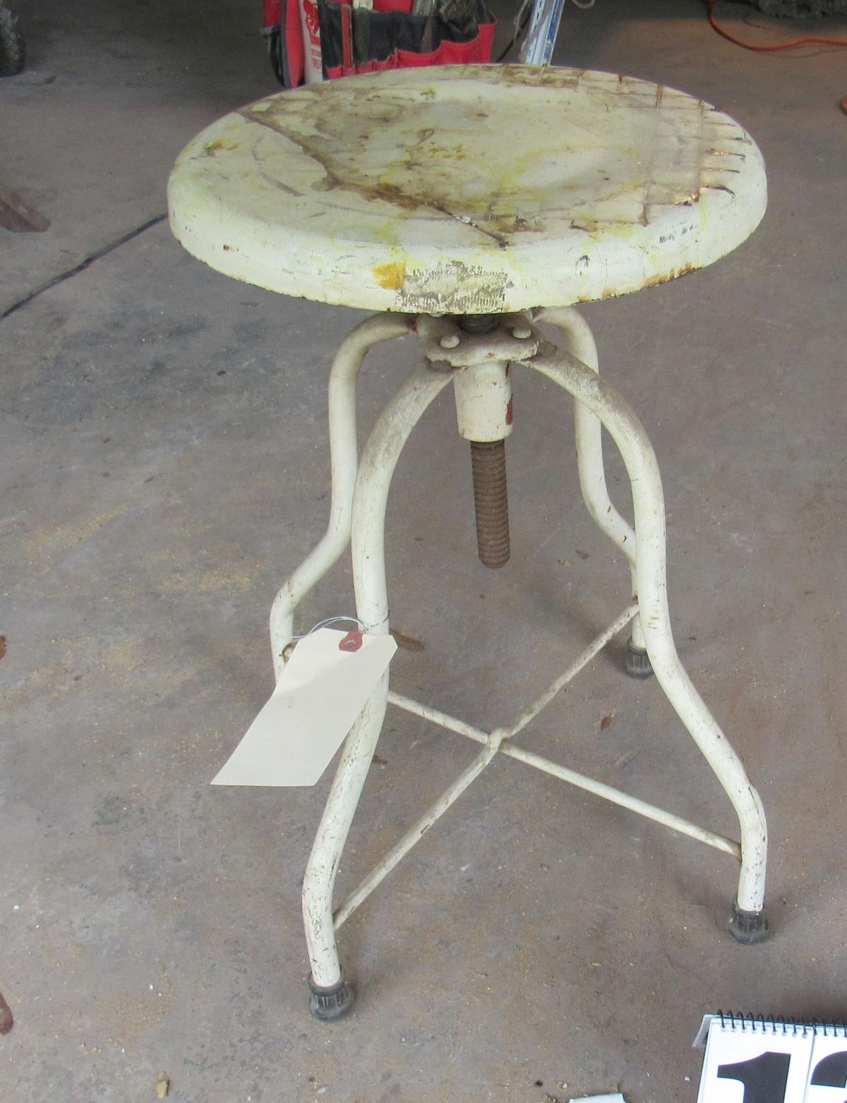 antique metal adjustable height medical exam stool