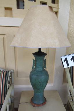 green metal table lamp 36" high