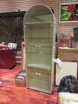 lighted glass display cabinet  white with glass front  28" w x 283" h x 16" d