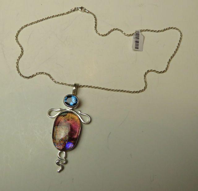 Dichroic bug in sterling on 18" sterling chain