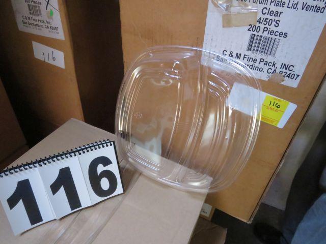 case 10 1/4" high dome 2 compartment plate lid 200 per case and black plate