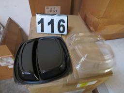 case 10 1/4" high dome 2 compartment plate lid 200 per case and black plate