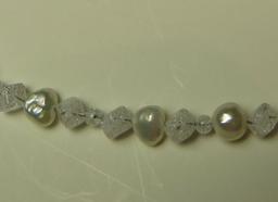 Crystal & fresh water pearl 16" necklace w/sterling toggle clasp