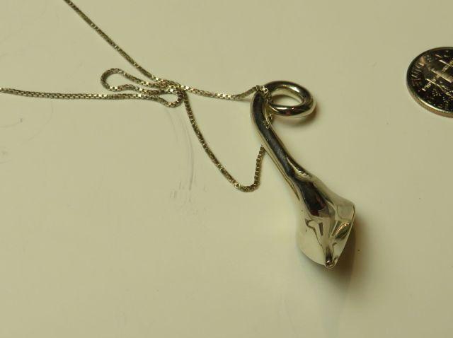 Sterling callalily pendant on 22" sterling chain