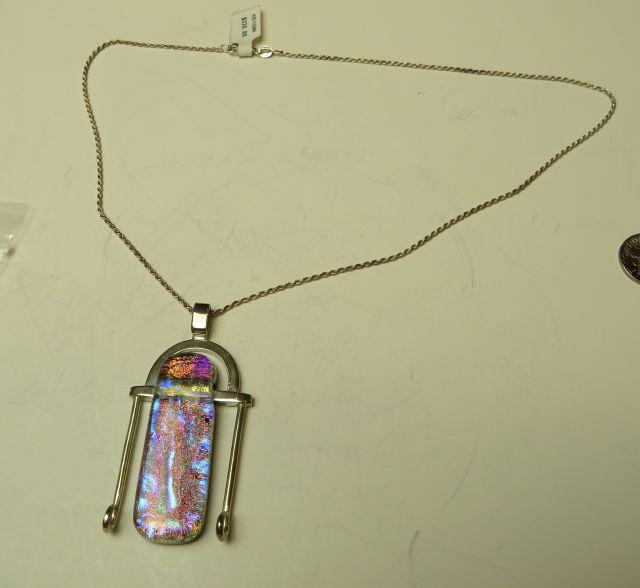 Sterling dichroic pendant on 18" sterling chain