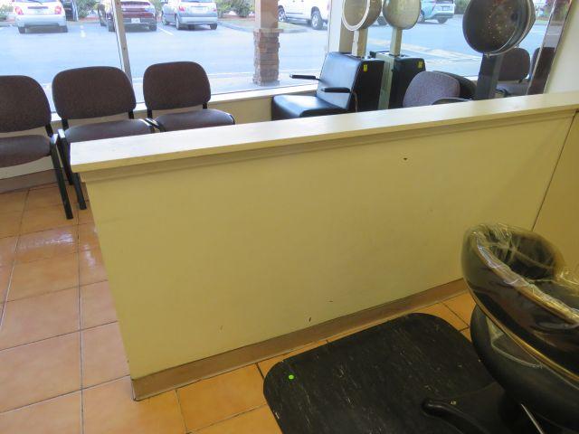 reception desk counter and matching front divider wall <br>desk dimensions - 60" wide x 24" deep x 4