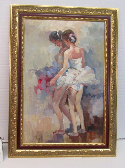 Framed Oil on Canvas  Ballerinas  29" x 21"