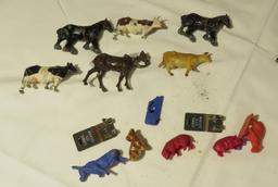 group of 6 Die cast and Plastic Farm Animals