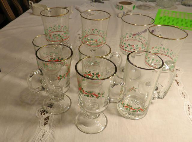 Christmas holly glasses and stems