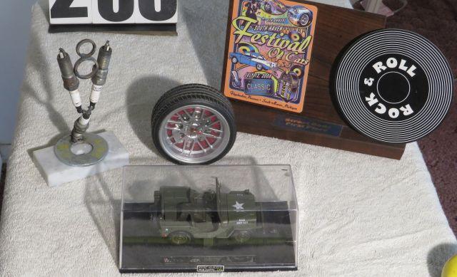 Car Part Art, car dÃ©cor and military jeep in display case