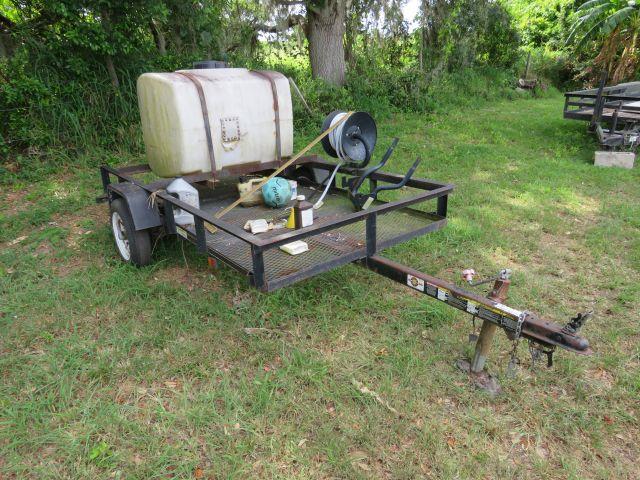 utility trailer with pressure washer tank and hose reel 4x8 bed.  Note we have no previous registrat