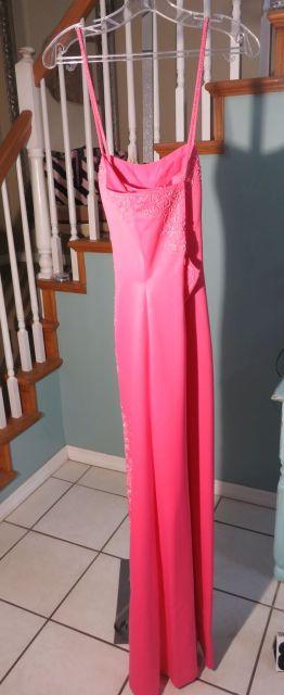 B' Dazzle formal dress, size 12, hot pink spagehtti straps with scarf. Dazzling!  Needs a stitch at