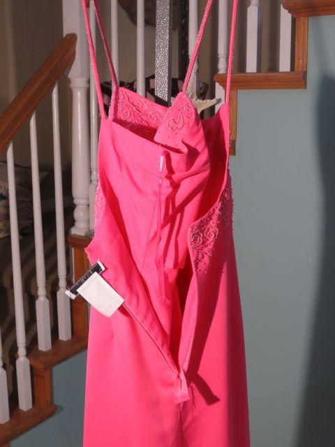 B' Dazzle formal dress, size 12, hot pink spagehtti straps with scarf. Dazzling!  Needs a stitch at