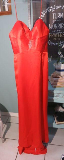 Xcite formal dress, size 12, vermeil with sequins. Bust 38; Waist 29.5.5; Hips 41. Beautiful!