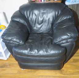 Black leather chair, matches leather couch