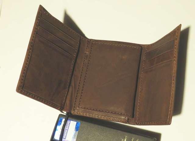 Eagles Wings Gator Head logo trifold genuine leather billfold