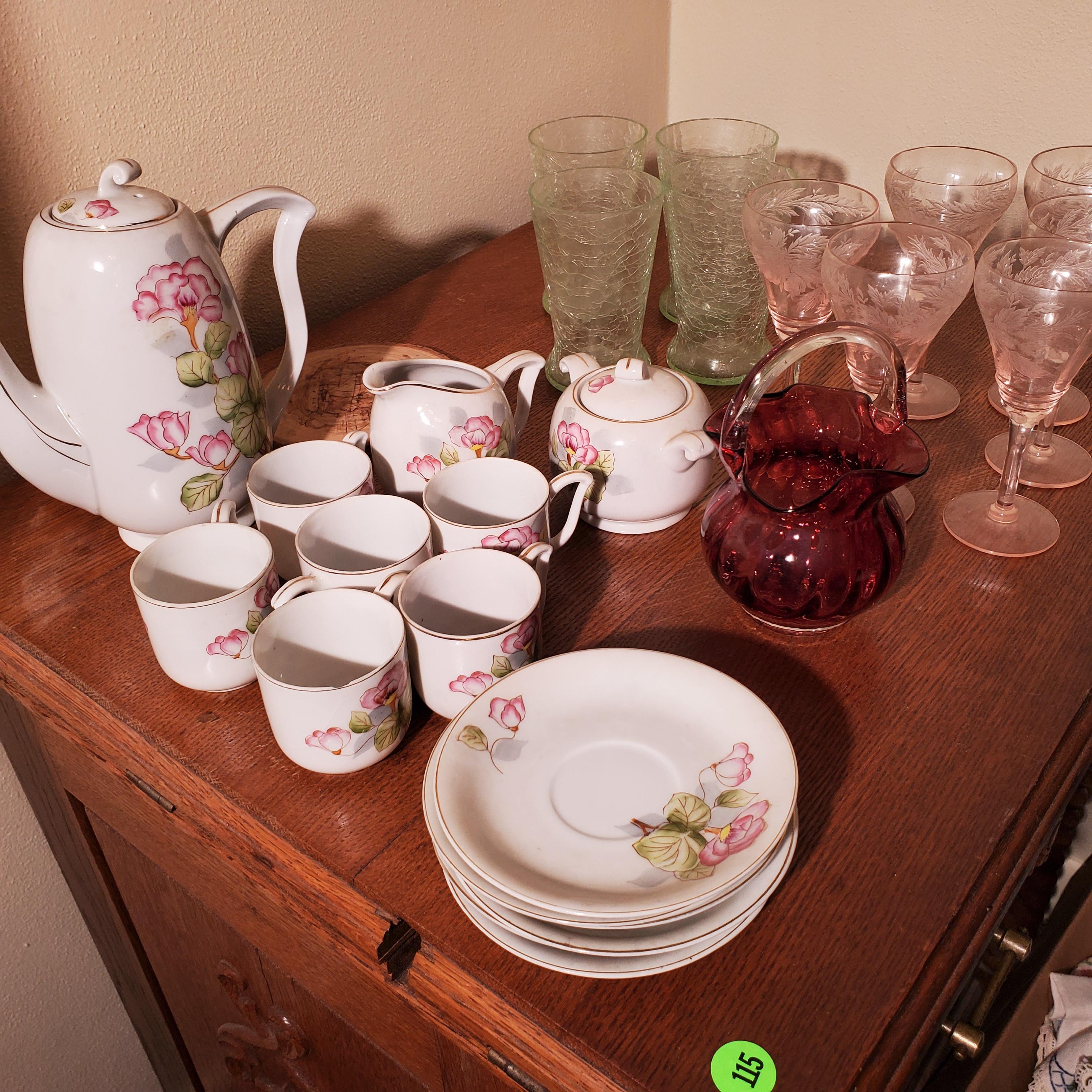 collection of mixed depression glass