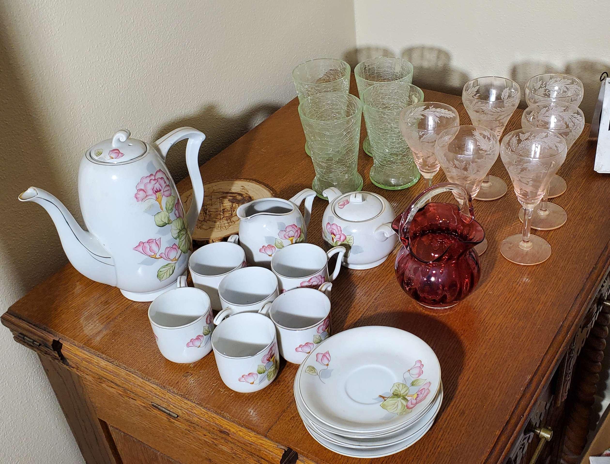 collection of mixed depression glass