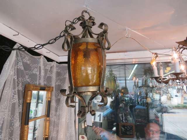 amber glass globe style ornate chandelier