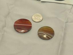 Agate Banded red and green round cabochon cut  stones