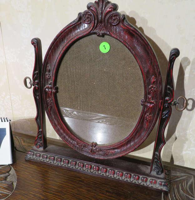 ornate wood framed mirror 14" high