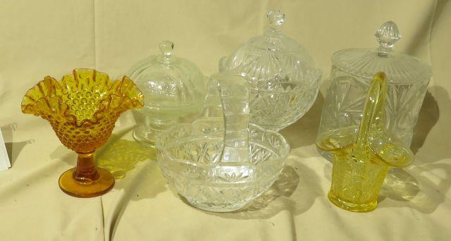 mixed glass including lead crystal pieces and signed Fenton