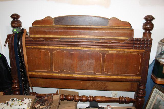 full size inlaid veneer headboard and footboard