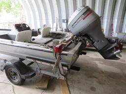1990 Lowe 16' aluminum bass boat with 50hp Mariner power trim and  tilt outboard and trailer.   Boat