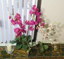 mixed group electric candle, pair artificial potted orchids