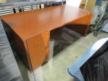 Office Desk with right hand side return, teak veneer  72”l x 36”w