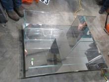 Glass cube coffee table/display table, on casters, by  Napzzui  (note one of the glass panels on ...