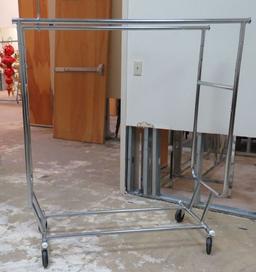 Chrome Rolling 2 Bar Clothing Display Rack