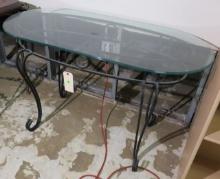 Steel & Glass Sofa Table, 46Wx22"Dx28"H