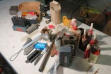 Assorted lubricants, inspection tools, multimeter, and misc. items