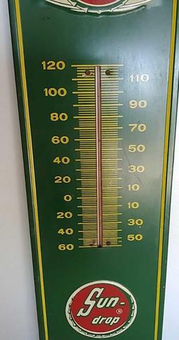 Tin embossed Sun Drop thermometer