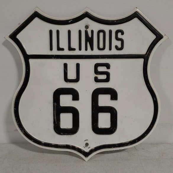 SS Illinois US 66 embossed metal sign