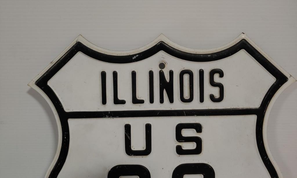 SS Illinois US 66 embossed metal sign