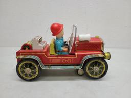 Vintage Fire Chief Battery Op Tin Toy