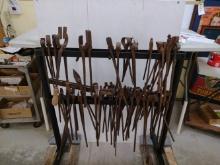 Assorted Blacksmith Tools and Rack