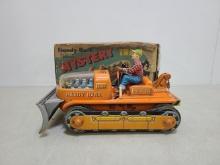 1950's Handy Hank Battery Op Mystery Tractor Tin Toy