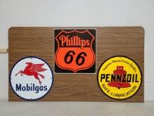 3 Mounted SST Signs Phillips, Pegasus & Pennzoil